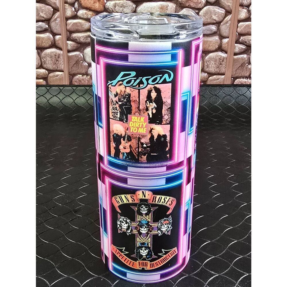 80's Hard Rock BandsDouble Walled  Stainless Steel Tumbler, Sublmation Ink #A53